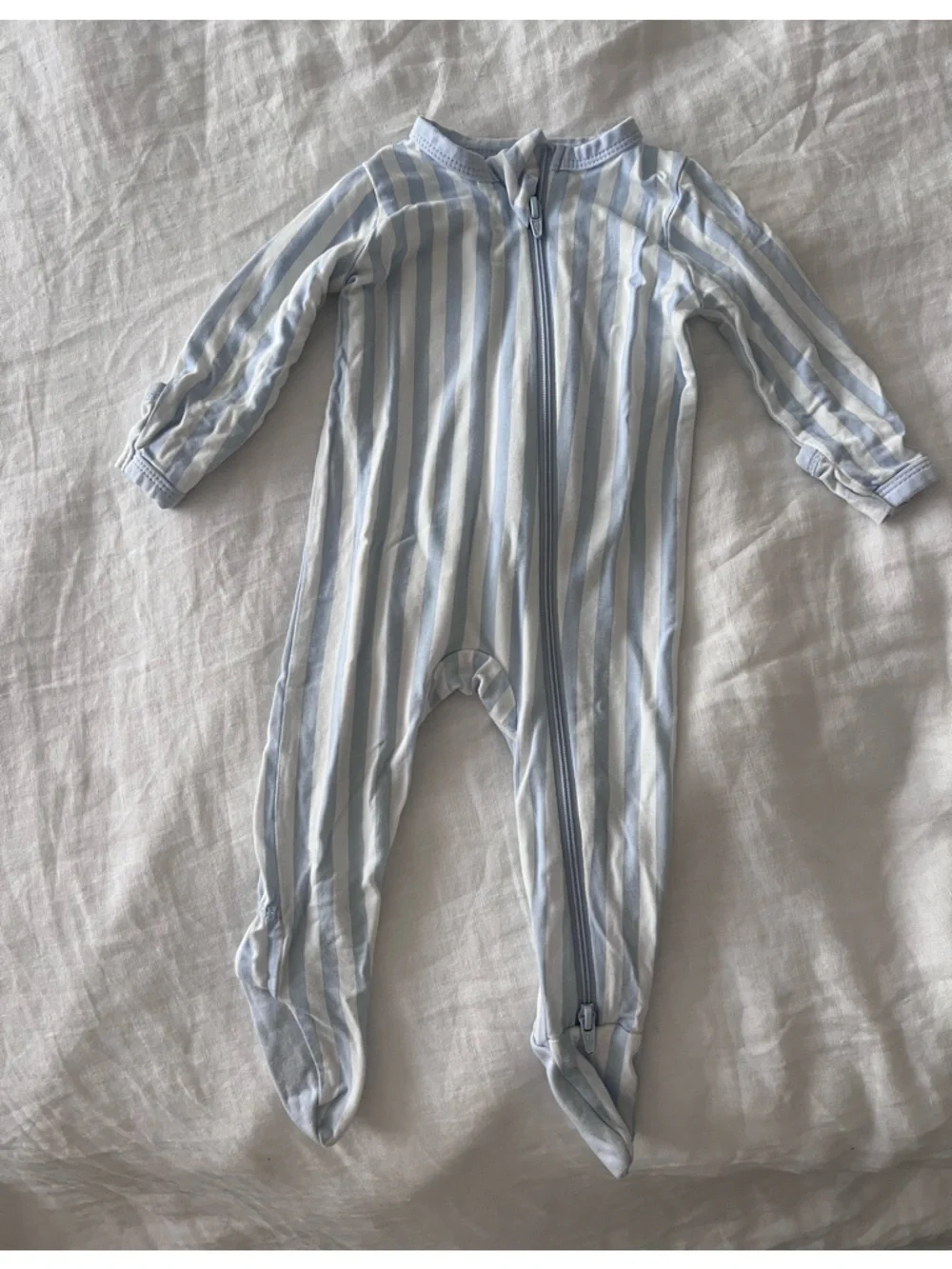 Light Blue & White Striped Baby Zippered Onesie Kyte - Picture 1 of 2